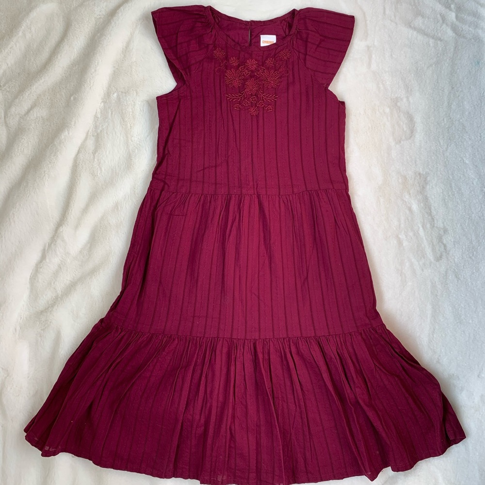 Girls Gymboree Maroon Dress with Embroidery size 6